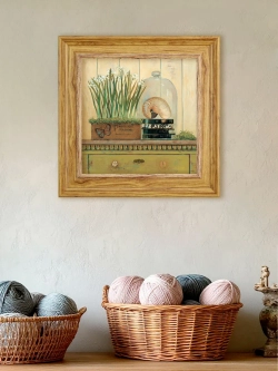 Картина настенная интерьерная в раме "под дерево" 26*26 см