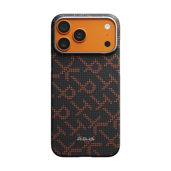 Чехол Pitaka Edge Case для iPhone 17 Pro, Чёрно-оранжевый монограм | Monogram Black/Orange