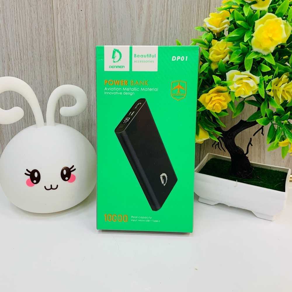 Power Bank 10000mAh, 2 USB, Denmen DP01, серый