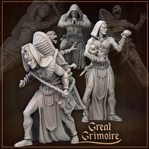 Погребатели Мумий Человек Жрец Клерик (Набор) миниатюра для dnd, днд, pathfinder, фентези, Настольная игра, НРИ, Варгейм, РПГ