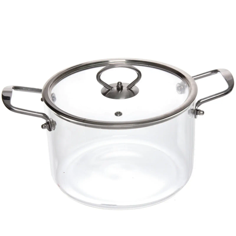 Кастрюля из боросиликатного стекла 3,5л «Хай-Тек» с металлическими ручками