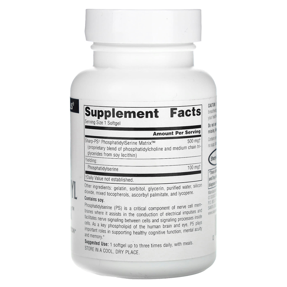 Source Naturals, Фосфатидилсериновая матрица, 500 мг, 60 мягких таблеток
