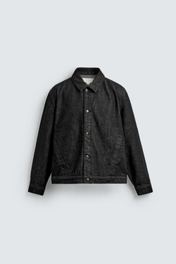 ZARA ДЖИНСОВАЯ КУРТКА КЛАССИЧЕСКОГО КРОЯ, ЧЕРНЫЙ