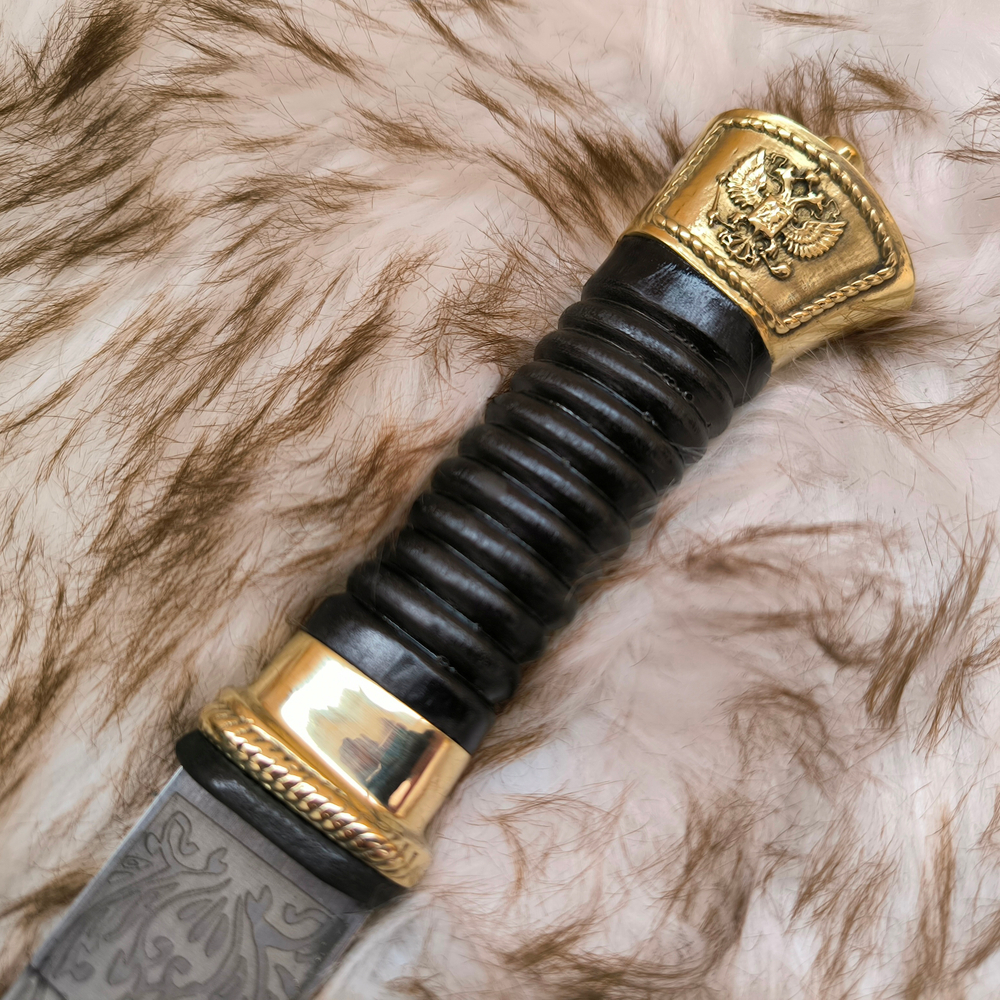 Нож казачий Пластунский с резьбой (латунь)