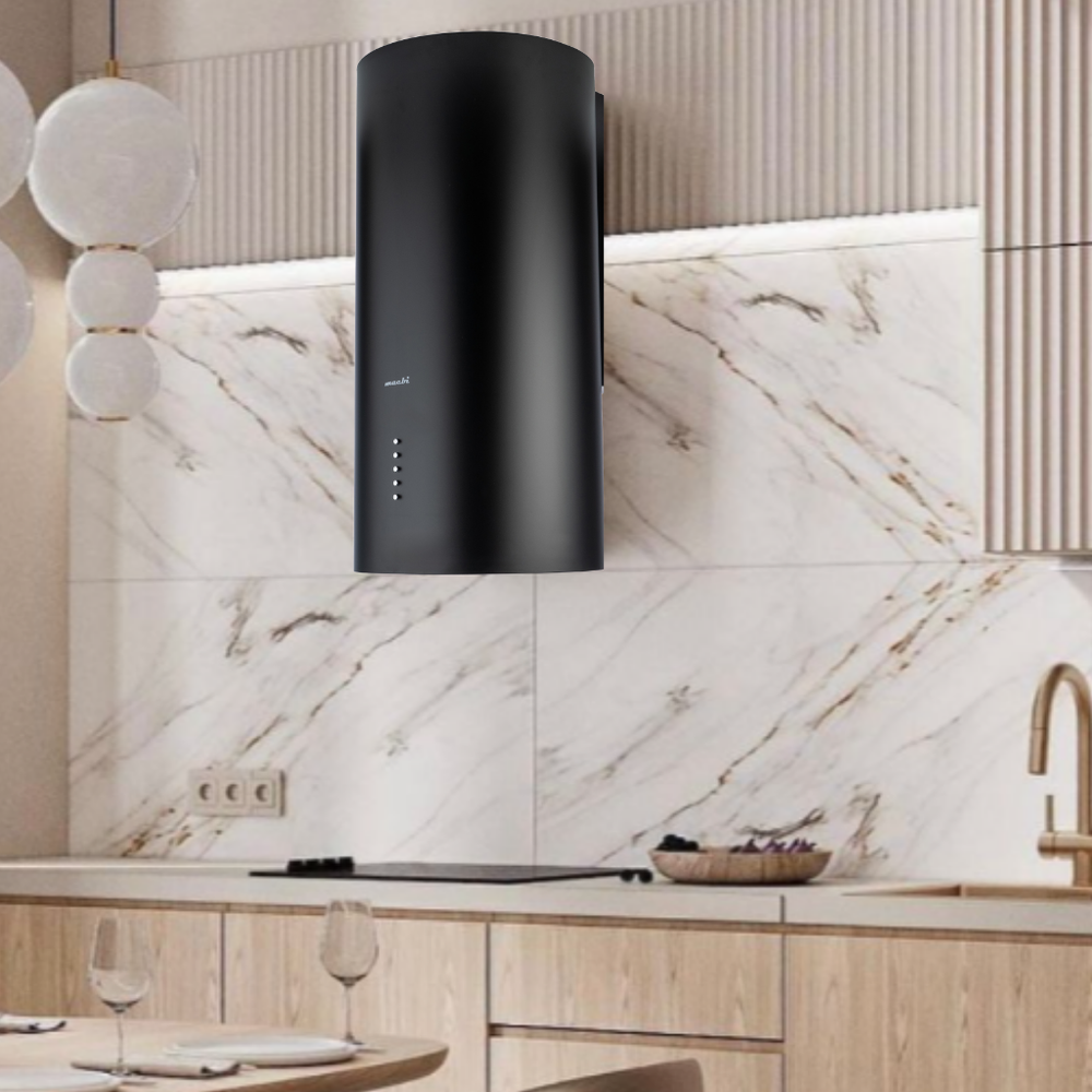 Вытяжка цилиндрическая пристенная MACBI B-TUBE39 (BLACK) черный, D150мм, 1200 м3/ч, пристенная, мотор 230Ватт, металл 39см, кнопочное управление