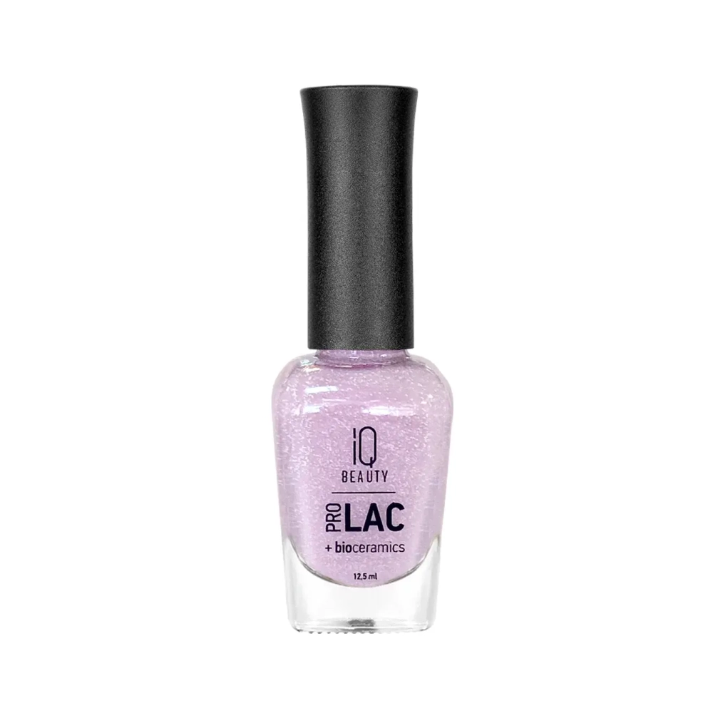 IQ BEAUTY Лак для ногтей профессиональный укрепляющий с биокерамикой #089, 12.5 мл Лиловый с белой крошкой, полупрозрачный