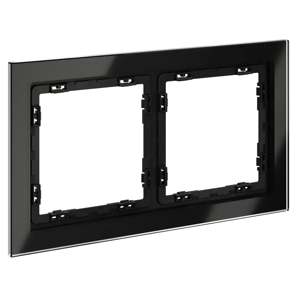 Рамка стеклянная VOLTUM S70 на 2 поста, (черный,стекло)