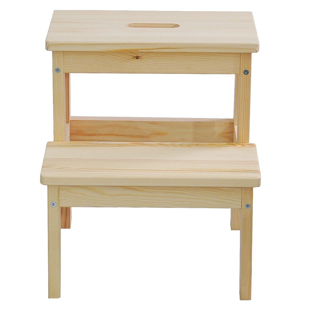 Табурет деревянный Беквэм из массива сосны, степ-стул переносной с ручкой