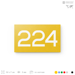 Номер на дверь 224, табличка на дверь для офиса, квартиры, кабинета, аудитории, склада, желтая 120х70 мм, Айдентика Технолоджи