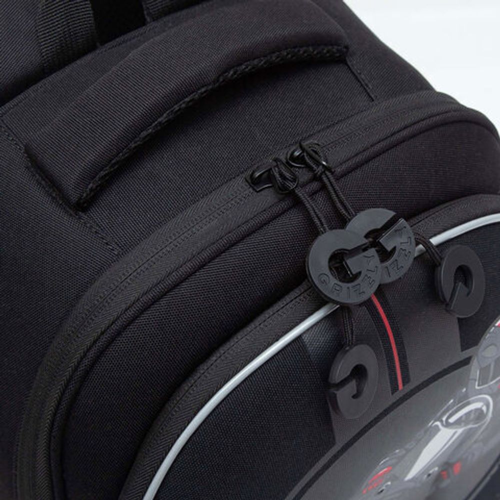 Ранец GRIZZLY анатомическая спинка, c бейджем, для мальчиков, "MOTO RACER", 36х28х20 см, RAz-287-10/1