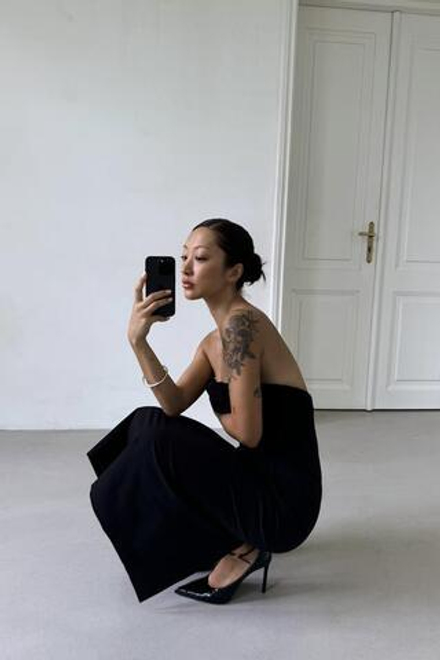 ZARA ПЛАТЬЕ БЕЗ БРЕТЕЛЕЙ — ZW COLLECTION, ЧЕРНЫЙ