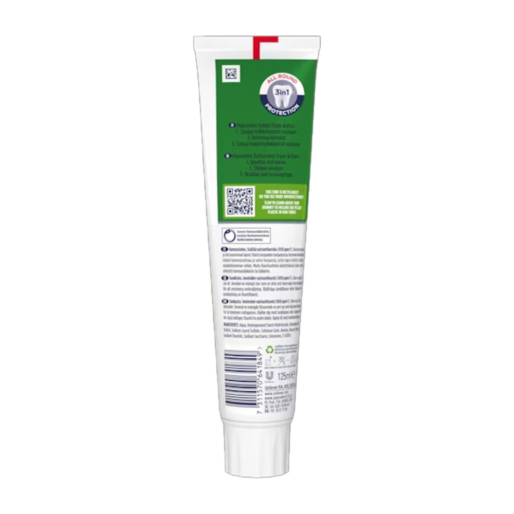 Зубная паста Pepsodent Xylitol, для всей семьи, содержит фторид и ксилит, 125 мл