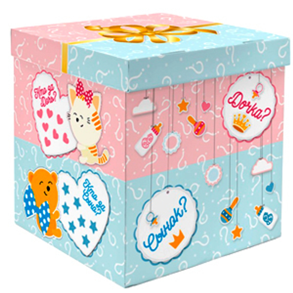 Коробка Гендер Пати, Голубой/Розовый, 60*60*60 см