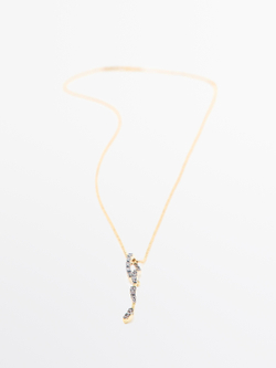 Massimo Dutti Подвеска со стразами, золотистый