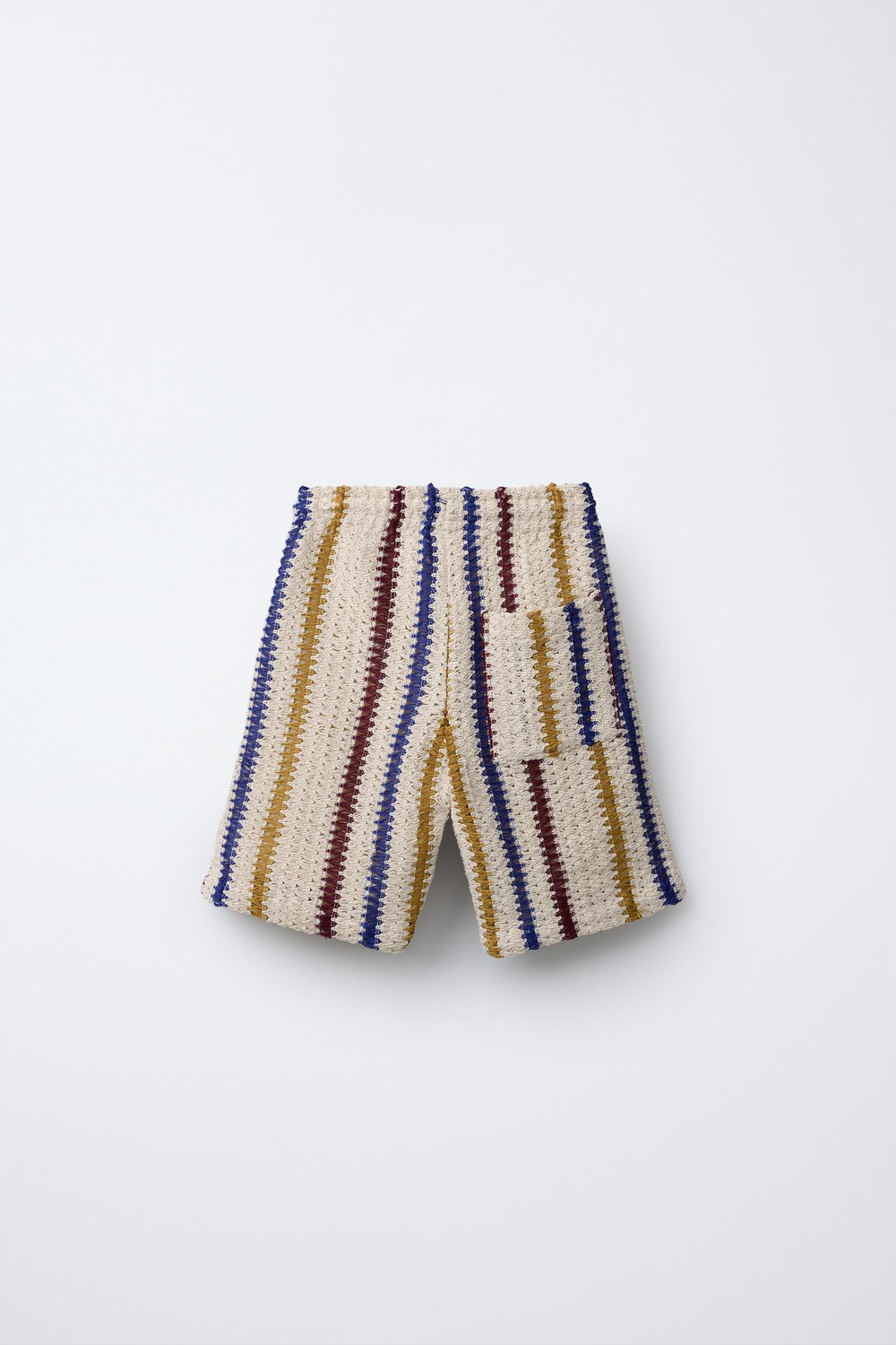 ZARA ШОРТЫ ИЗ КРУЖЕВА КРОШЕ В ПОЛОСКУ, ЭКРЮ