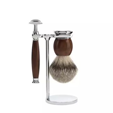 Бритвенный набор MUEHLE SOPHIST, железное дерево, барсучий ворс высшей категории Silvertip, Т-образная бритва