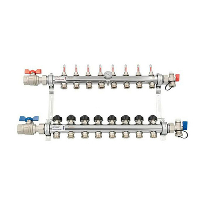 Коллекторная группа для теплого пола РЕХАУ HKV-D - 1" на 8 контура 3/4"EK (нерж. сталь)
