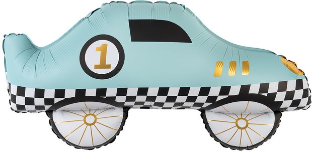 Шар (30''/76 см) Фигура, Гоночная машинка, Голубой, Сатин, 1 шт.  (БГ-22)