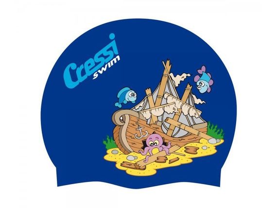 Шапочка Cressi CAP JR детская силиконовая, цвета в ассортименте с картинками (синяя)