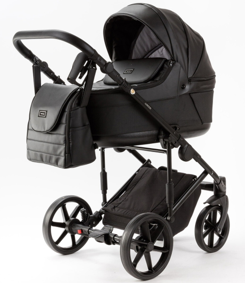 Детская коляска Adamex Locco Light Deluxe 2 в 1 LL-SA02 (ЧЕРН.КОЖА)