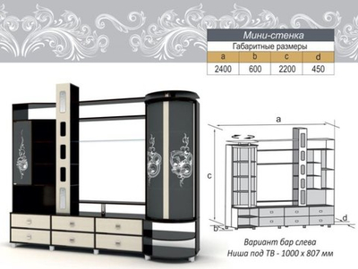 Мини-стенка "Палермо" дуб венге/дуб молочный