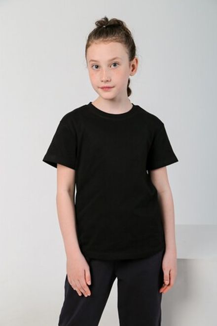 Фуфайка (футболка) для девочки Бэйсик-1 Виотекс ЧЁРНЫЙ