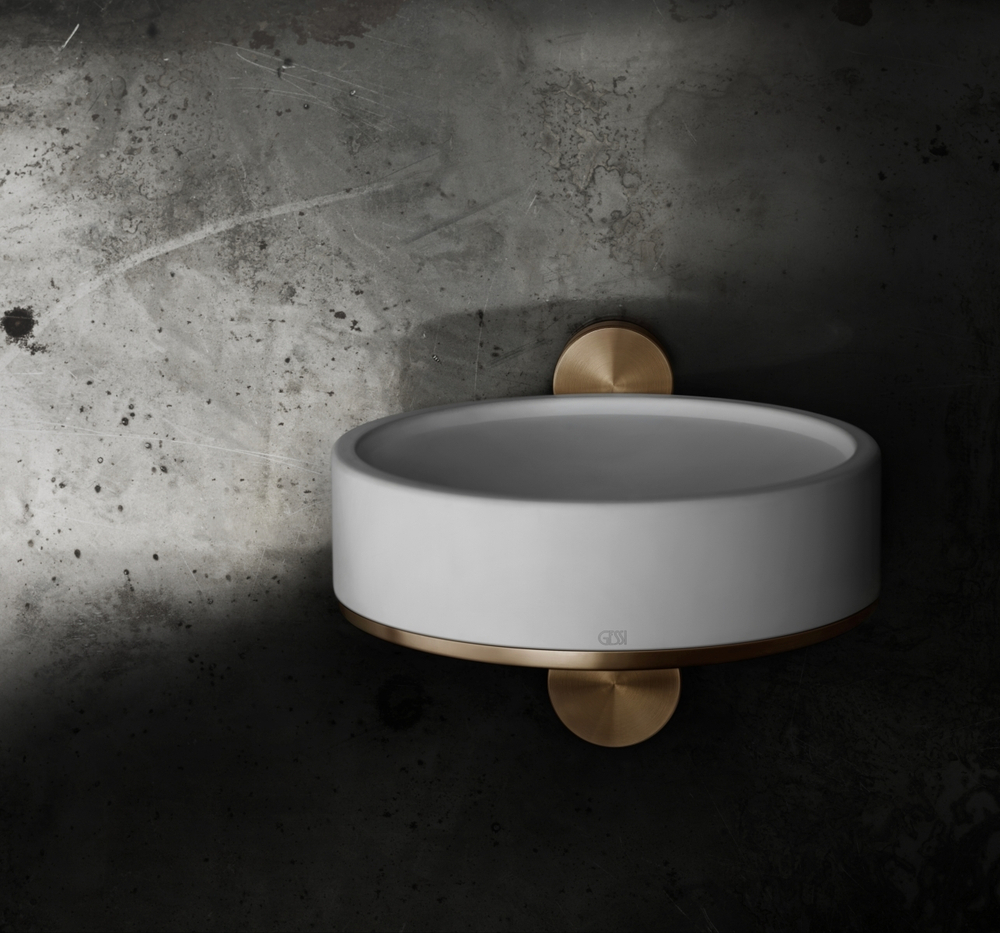 Мыльница Gessi 316, настенная, ⌀115хh75 мм, цвет White/Steel Brushed