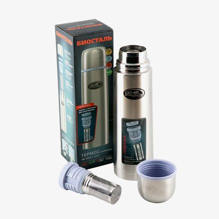 Термос &quot;Биосталь&quot; с узкой горловиной и пробкой с ситечком, 0,5 л /12/