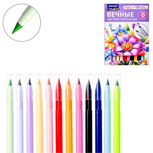 Карандаши вечные 12цв c ластиком карт упак е/п