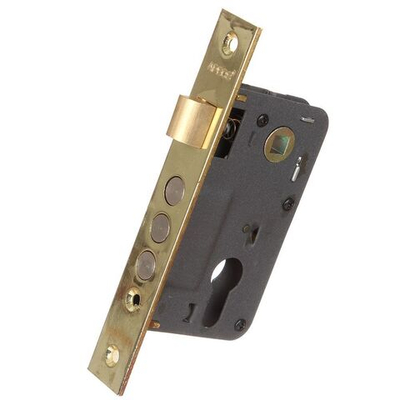 Замок врезной Apecs, 1000/60-G, без ручки, цилиндровый, золотой