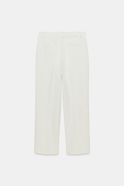 ZARA БРЮКИ ИЗ СМЕСОВОГО ЛЬНА — ZW COLLECTION, ЦВЕТ ЛЬДА