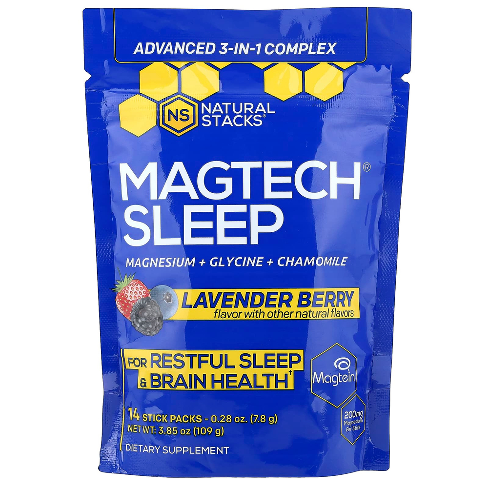 Natural Stacks, Magtech® Sleep, для сна, лаванда и ягоды, 14 стиков по 7,8 г (0,28 унции)