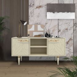 Тумба под ТВ Арт Колор leaves 117см Классик Голд Серый шелк