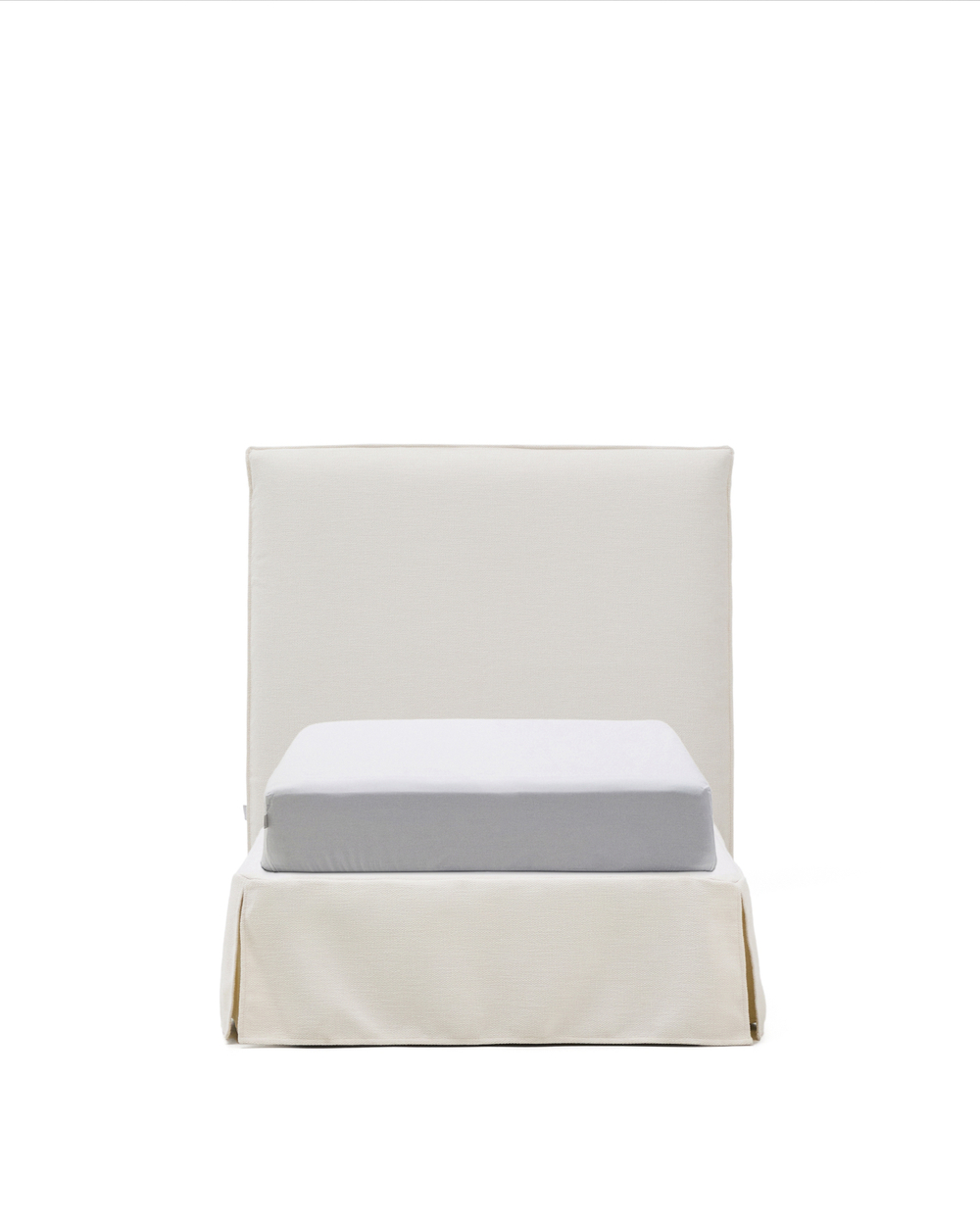 Кровать Jaira из белого шенилла со съемным чехлом для матраса 90x200