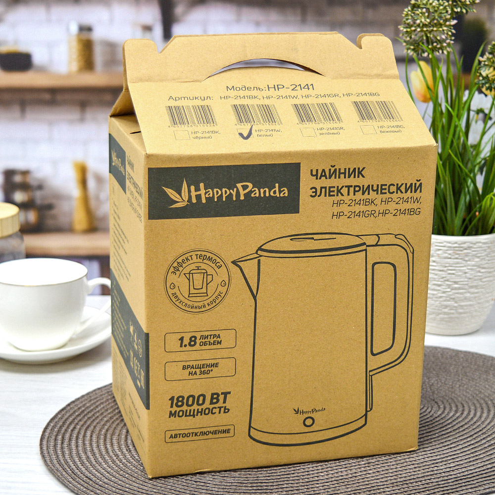 Чайник электрический 1,8л Sakura HP-2141W, белый