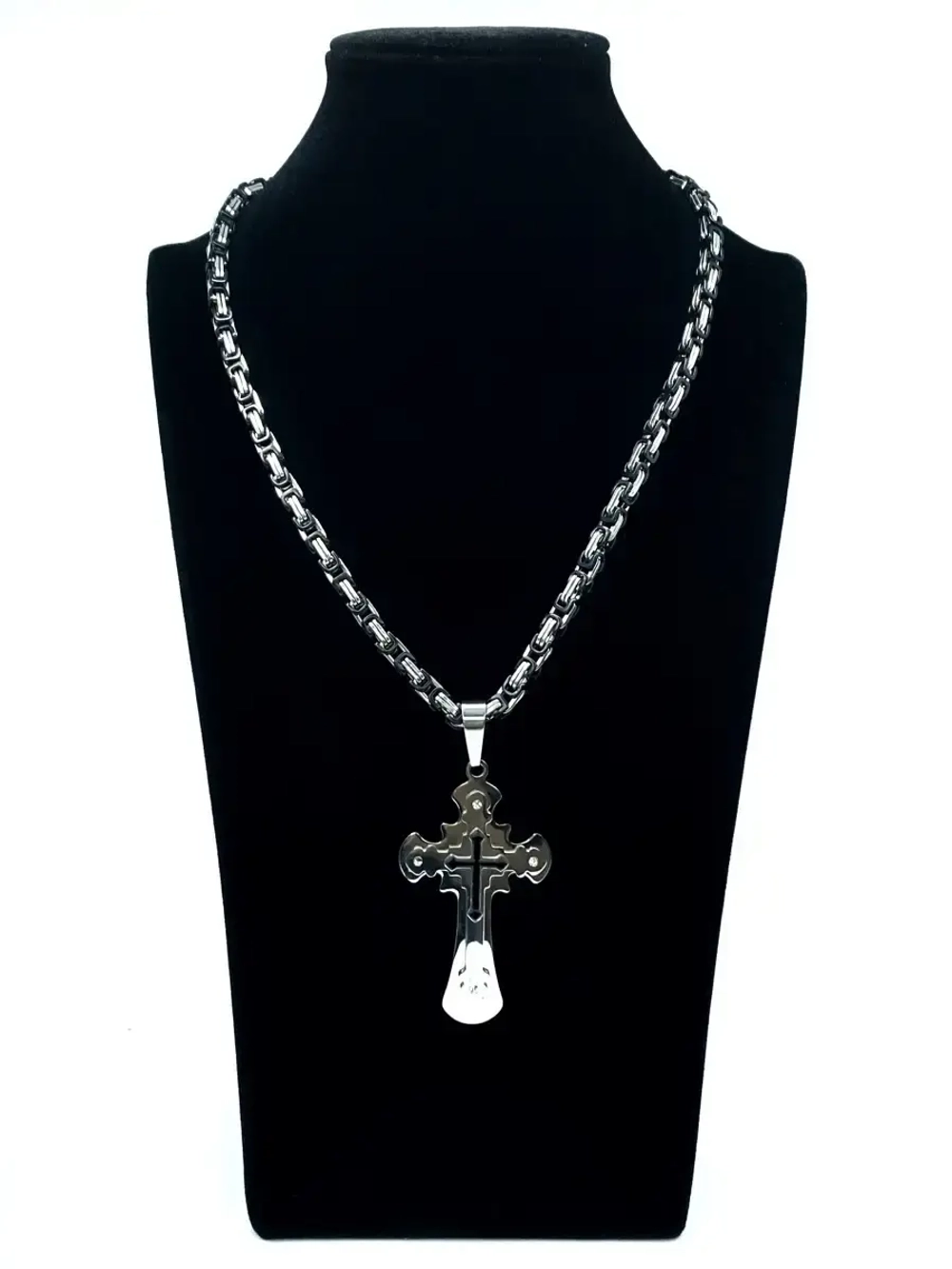 Объемная цепочка с крестиком Steel Rage толстого плетения