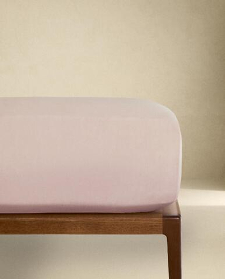 Zara Home - Простыня брюки из постиранного льна, высота 30 см (140 г / м2), розовый, 160х200х30 см