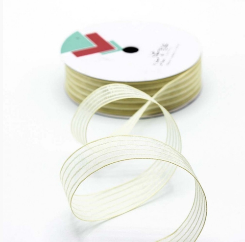 Лента органза в полоску (Люкс)Бежевая