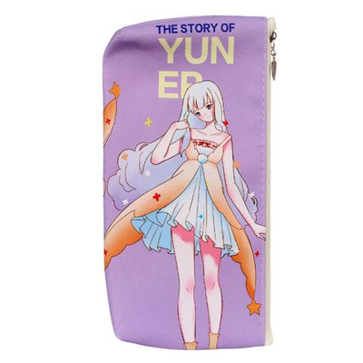 Пенал-косметичка"Аниме" кожзам, 20*10см ,3 цвета микс, в инд.пакете, C-40707