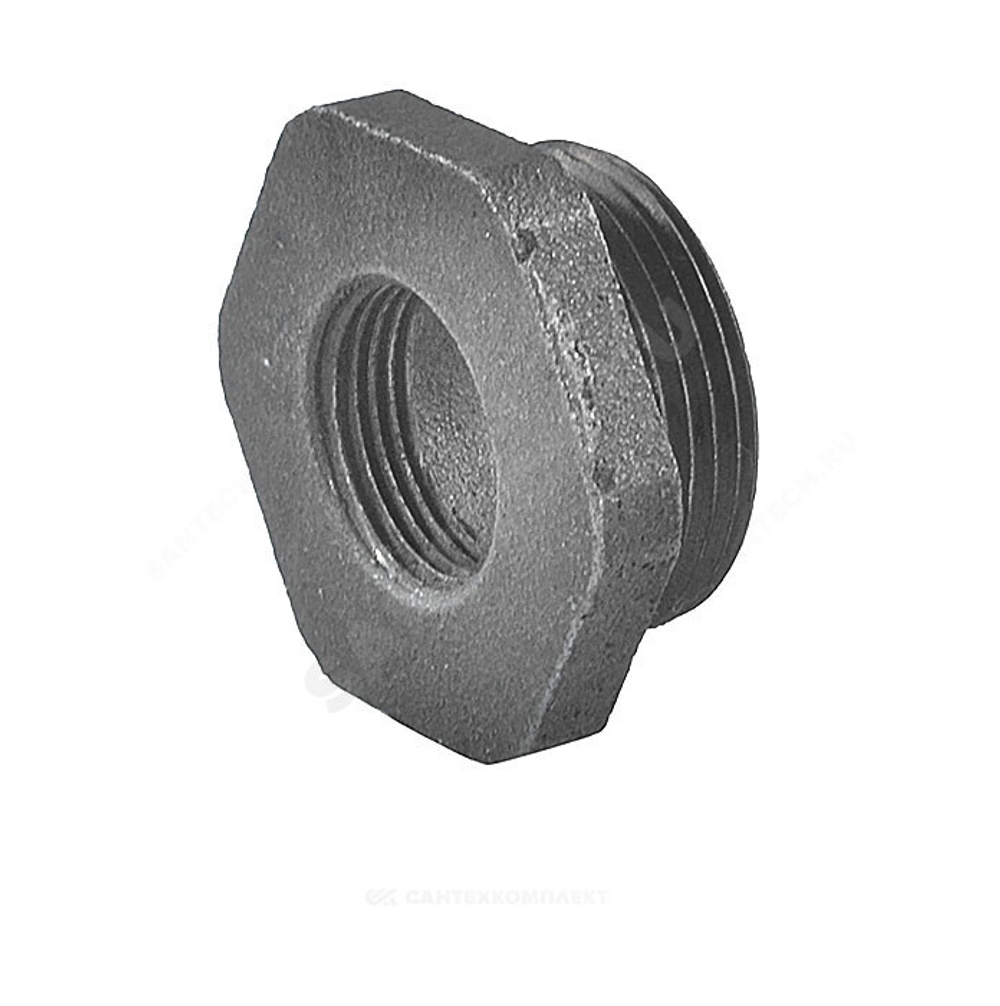Заглушка (пробка) проходная 1 1/4"x3/4" правая резьба для чугунных радиаторов QLCX