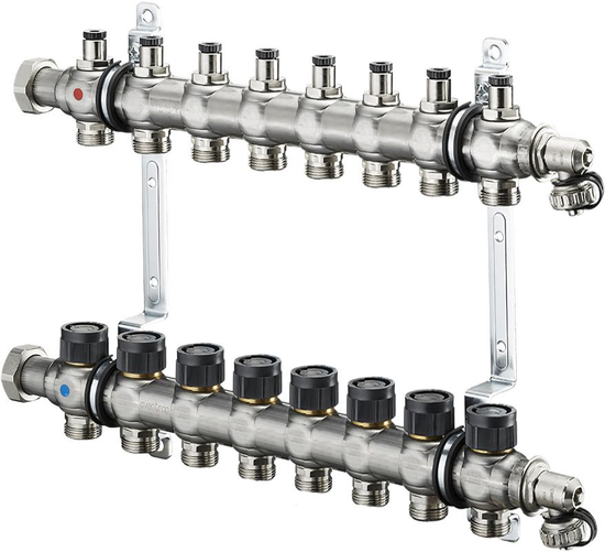 Коллектор Oventrop Multidis SF 1" 8хG 3/4 арт. 1404558 (восемь контуров) с вентильными вставками