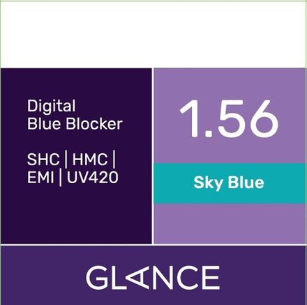 Линза для очков Glance 1.56 Digital Blue Blocker SHC/HMC/EMI/UV420 Sky Blue (астигматические)