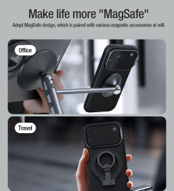 Чехол черного цвета с MagSafe на iPhone 17 Pro, серия CamShield Prop Magnetic (версия с тонированной крышкой объектива) от Nillkin