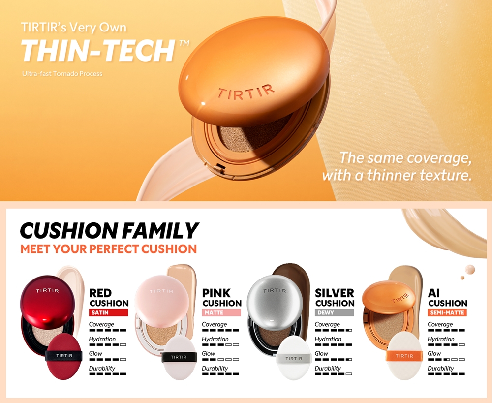 TIRTIR Mask Fit AI Fliter Cushion - Тональная основа с матовым покрытием в губке - долговременный подклад оттенок 17N Vanilla, 18 g