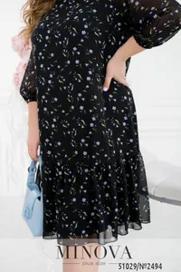 Платье 2494-черный-сиреневый Minova