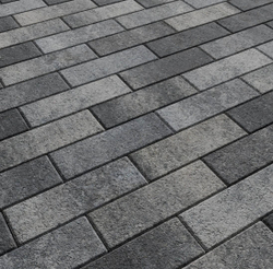 Тротуарная плитка ПРЯМОУГОЛЬНИК 300х100 мм - Листопад гранит Антрацит