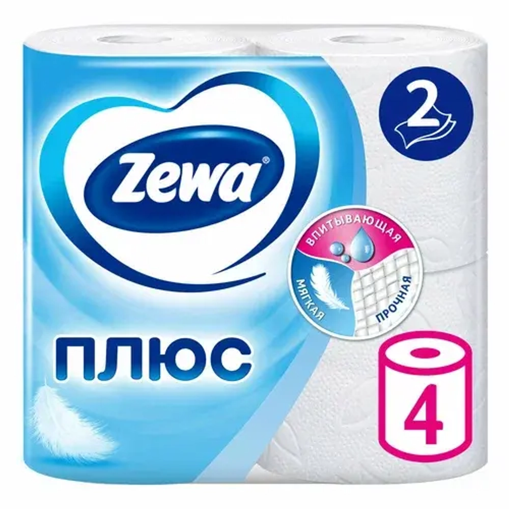 Туалетная бумага 2-х слойная Zewa Плюс