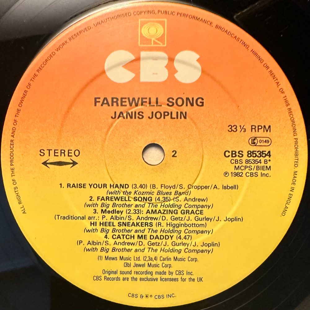 Janis Joplin - Farewell Song (Англия 1982г.)