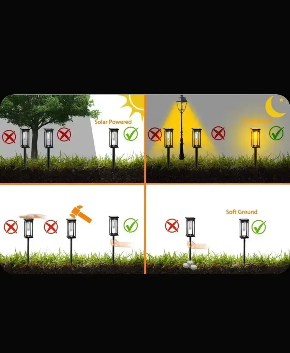 Ландшафтный фонарь на солнечной батарее садовый / беспроводной светильник дачный высота 50 см. / комплект 6 шт.