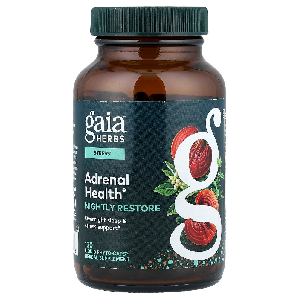 Gaia Herbs, Adrenal Health®, восстановление во время сна, 120 капсул Liquid Phyto-Caps®